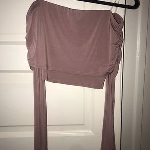 Mauve long sleeve crop top